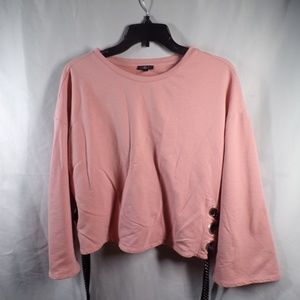 Baby pink long sleeve shirt w/ side detail